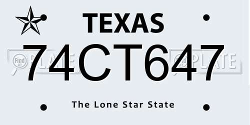 74CT647 Texas License Plate