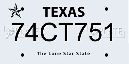 74CT751 Texas License Plate