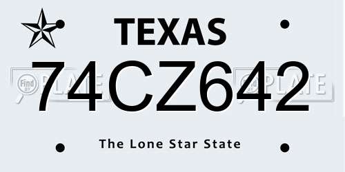 74CZ642 Texas License Plate
