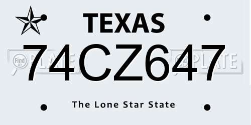 74CZ647 Texas License Plate