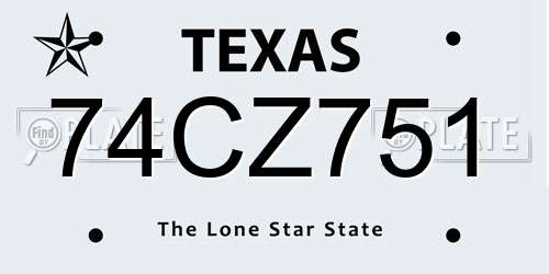 74CZ751 Texas License Plate