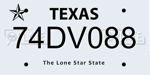 74DV088 Texas License Plate