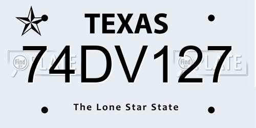 74DV127 Texas License Plate