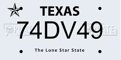 74DV49 Texas License Plate