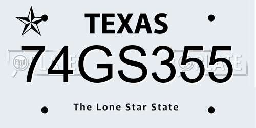 74GS355 Texas License Plate