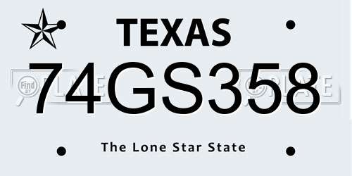 74GS358 Texas License Plate