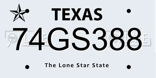 74GS388 Texas License Plate