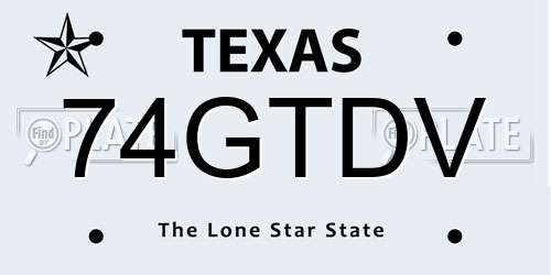 74GTDV Texas License Plate