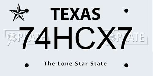 74HCX7 Texas License Plate