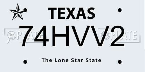 74HVV2 Texas License Plate