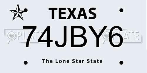 74JBY6 Texas License Plate