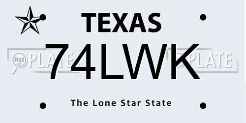 74LWK Texas License Plate