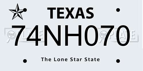 74NH070 Texas License Plate