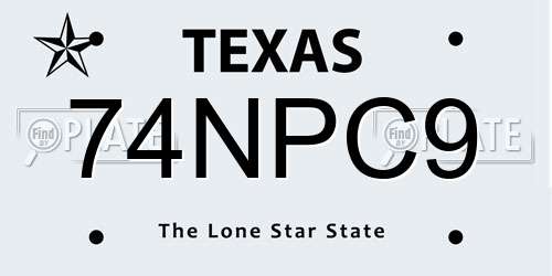 74NPC9 Texas License Plate