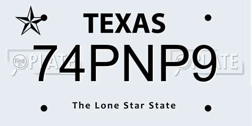 74PNP9 Texas License Plate