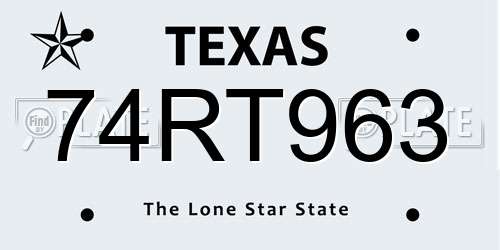 74RT963 Texas License Plate