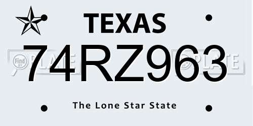 74RZ963 Texas License Plate