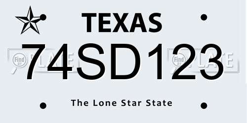 74SD123 Texas License Plate