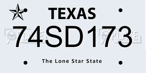 74SD173 Texas License Plate