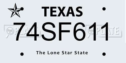 74SF611 Texas License Plate