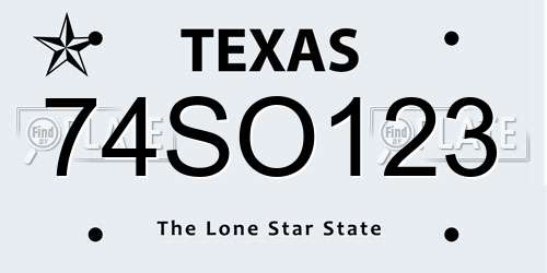 74SO123 Texas License Plate