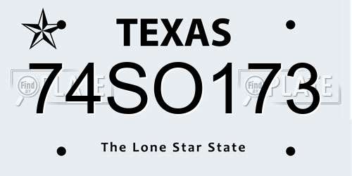 74SO173 Texas License Plate