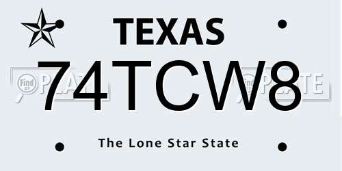 74TCW8 Texas License Plate