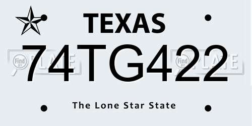 74TG422 Texas License Plate
