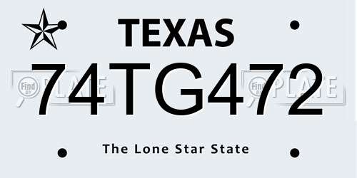 74TG472 Texas License Plate