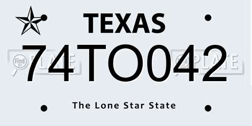 74TO042 Texas License Plate