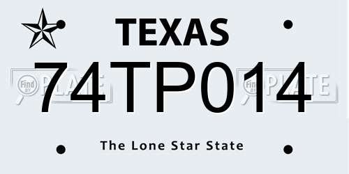 74TP014 Texas License Plate