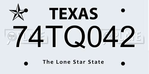74TQ042 Texas License Plate