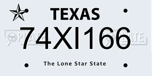 74XI166 Texas License Plate