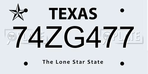 74ZG477 Texas License Plate