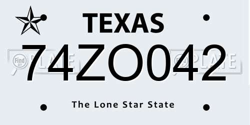 74ZO042 Texas License Plate