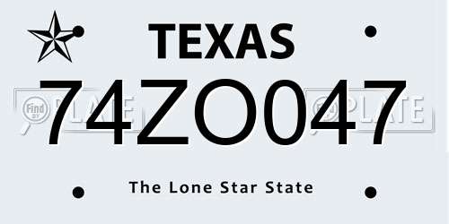 74ZO047 Texas License Plate
