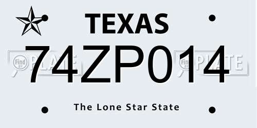 74ZP014 Texas License Plate