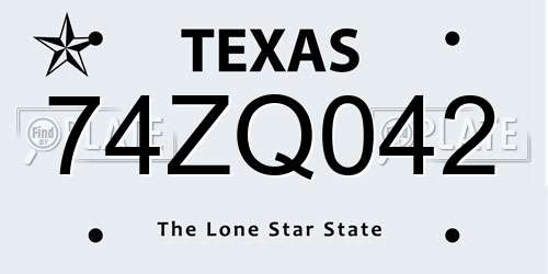74ZQ042 Texas License Plate