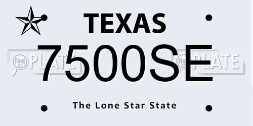 7500SE Texas License Plate