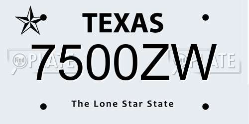 7500ZW Texas License Plate