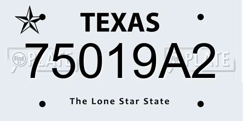 75019A2 Texas License Plate