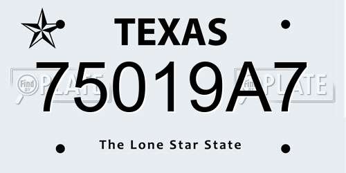 75019A7 Texas License Plate