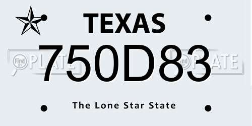 750D83 Texas License Plate