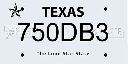 750DB3 Texas License Plate