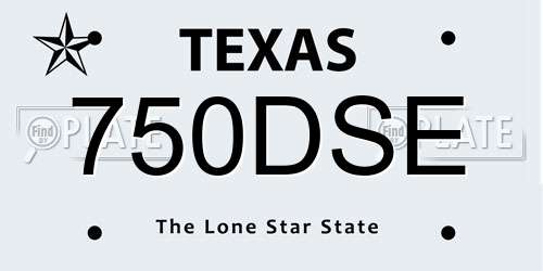 750DSE Texas License Plate