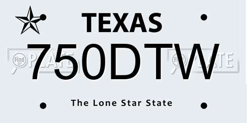 750DTW Texas License Plate