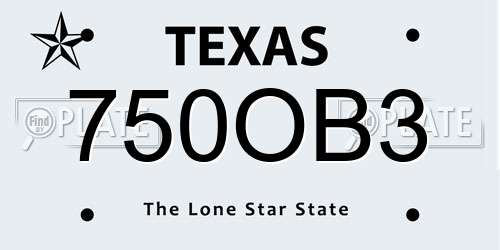 750OB3 Texas License Plate