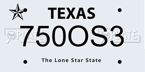 750OS3 Texas License Plate