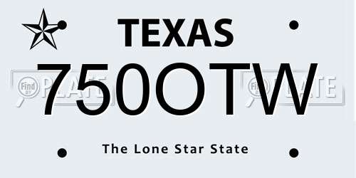 750OTW Texas License Plate