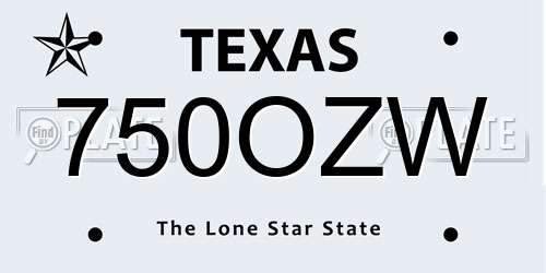 750OZW Texas License Plate